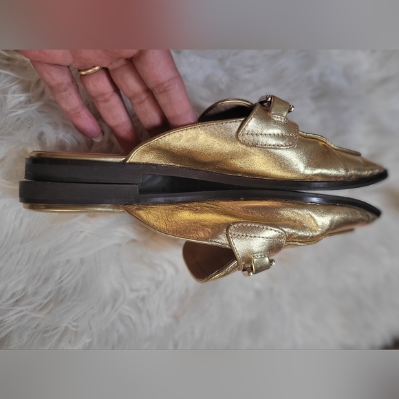 Zara Gold Slip-On Loafers for Women Size 10.5 - Picture 4 of 8